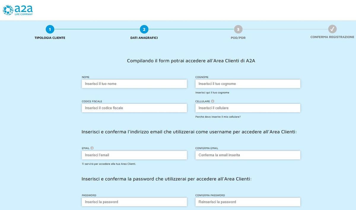 piattaforma di registrazione a2a