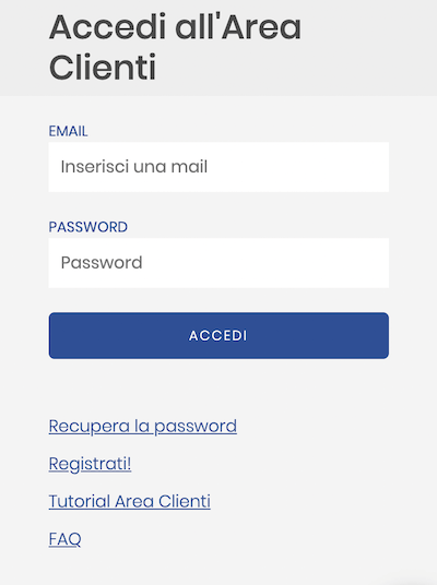 login area clienti