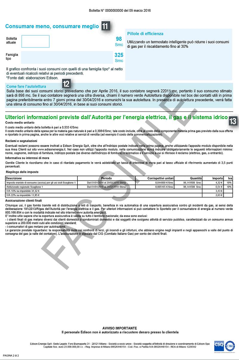 bolletta gas edison seconda pagina