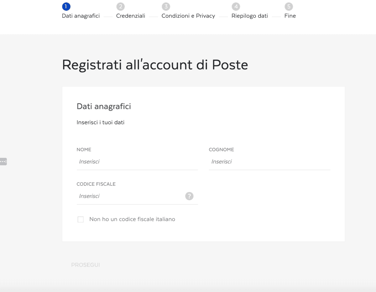 registrazione poste energia