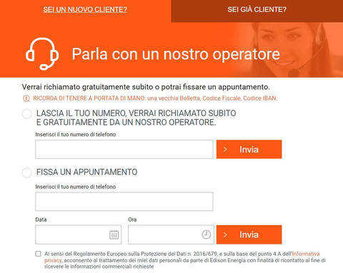 Fissare appuntamento telefonico con Edison Energia