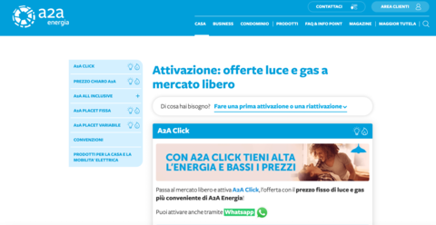 Subentro online A2a: accesso area clienti